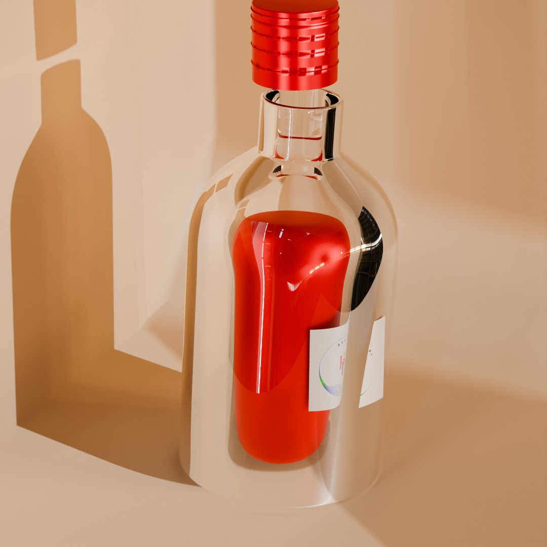 Elegant Red Bottle 3D Model - High-Quality Packaging Design Low-poly 3D model_3