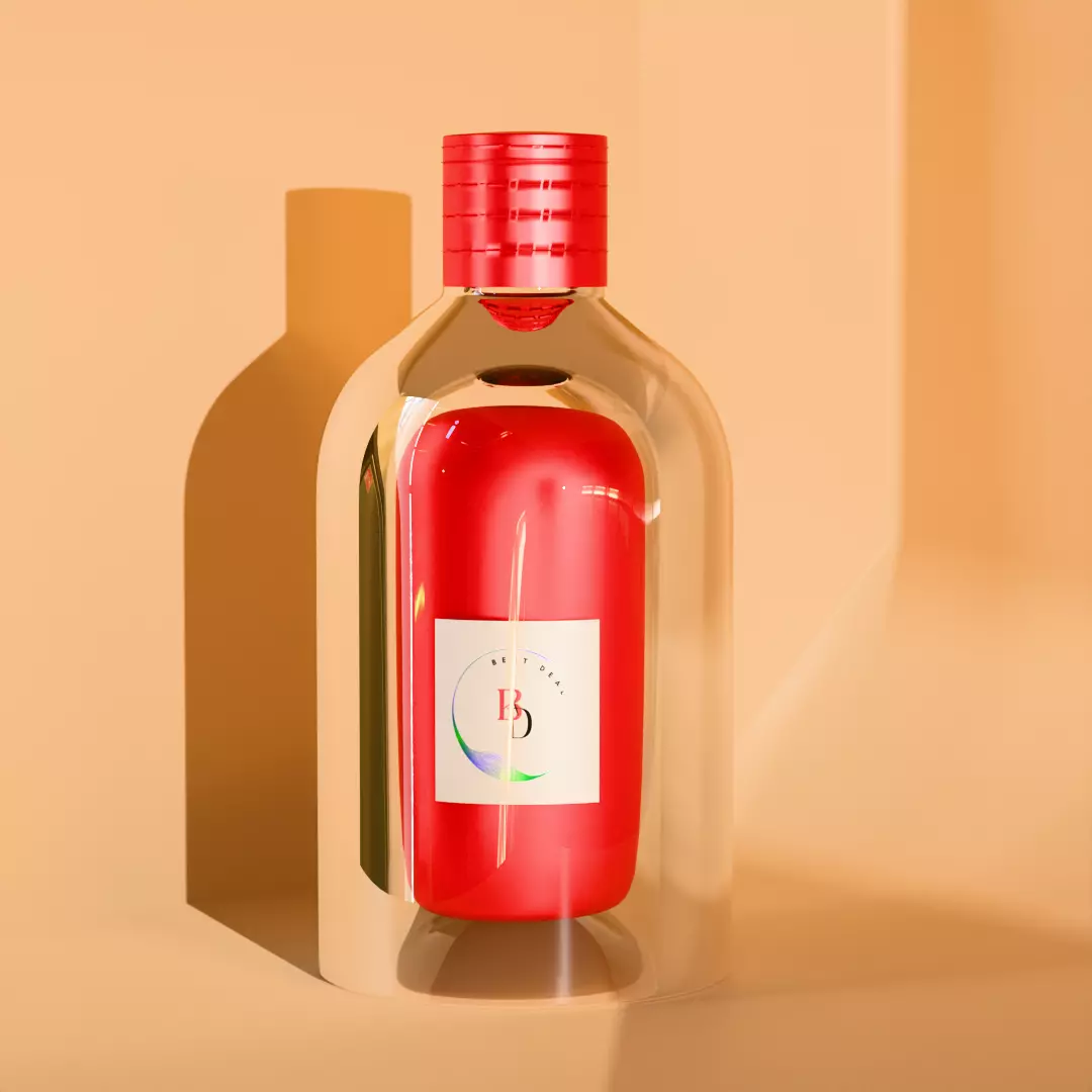 Elegant Red Bottle 3D Model - High-Quality Packaging Design Low-poly 3D model_0