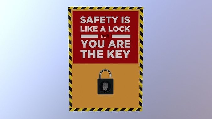 Safety Key Sign Poster Low-poly 3D model