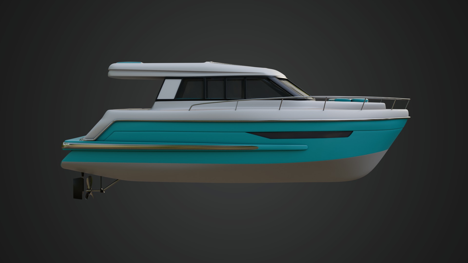 Cabin Cruiser in a Vibrant Turquoise Color 3D model_9