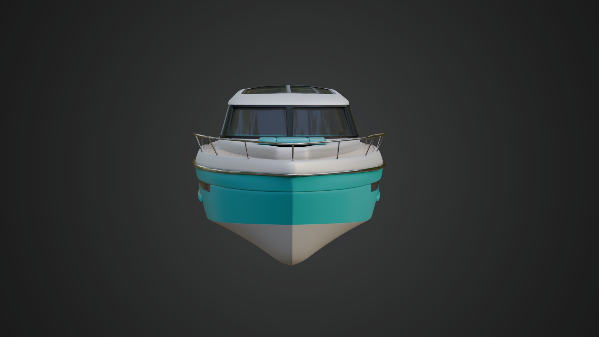 Cabin Cruiser in a Vibrant Turquoise Color 3D model_7
