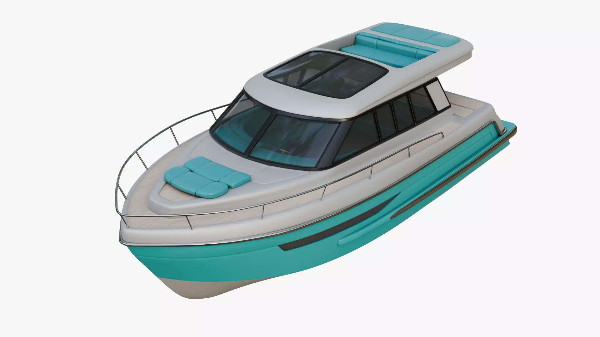 Cabin Cruiser in a Vibrant Turquoise Color 3D model_0