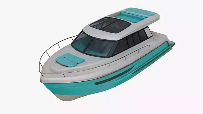 Cabin Cruiser in a Vibrant Turquoise Color 3D model