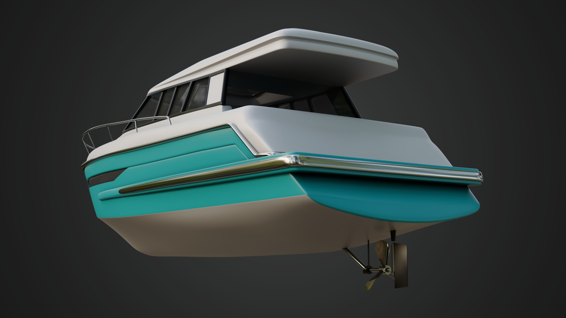 Cabin Cruiser in a Vibrant Turquoise Color 3D model_5