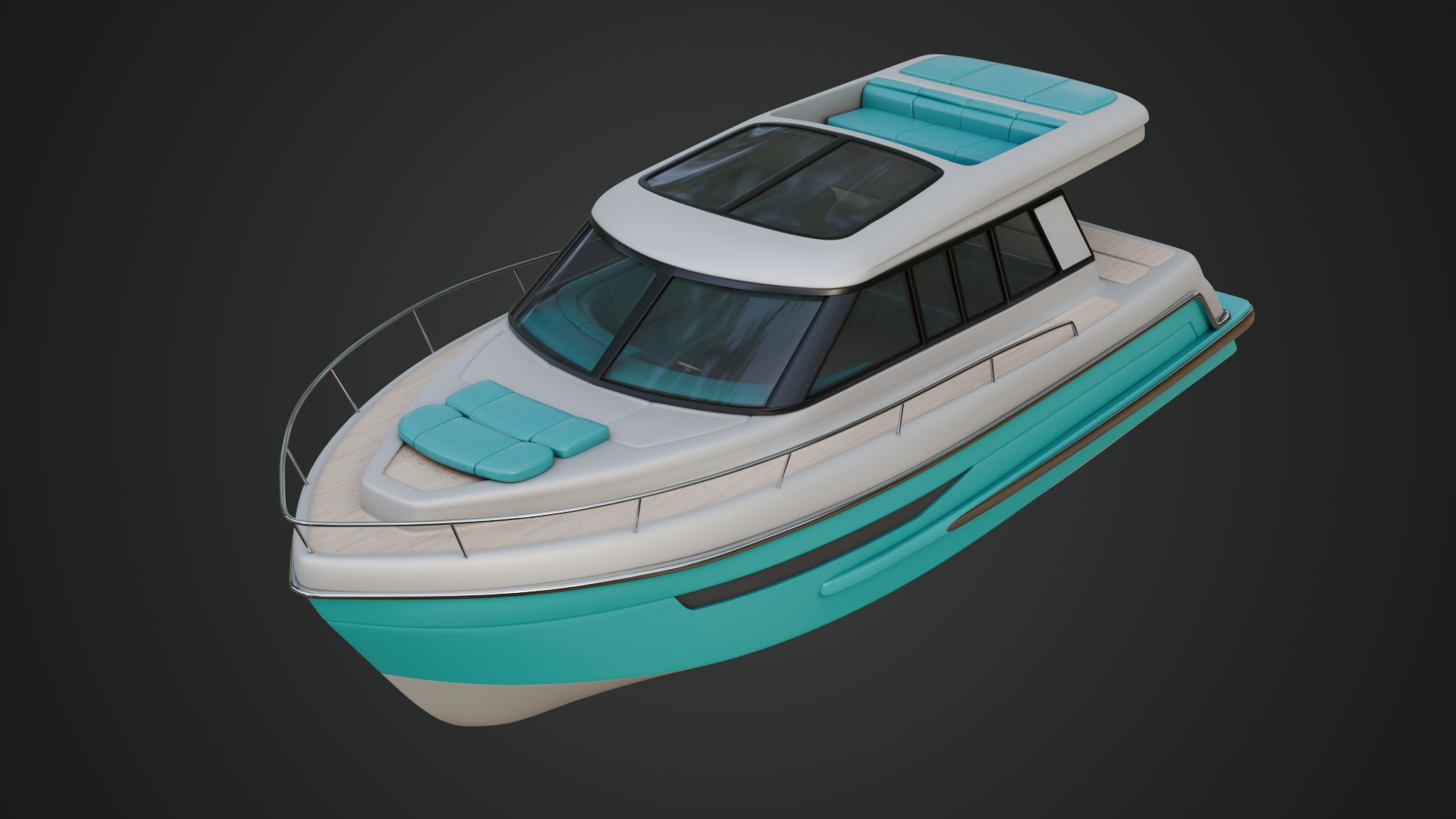 Cabin Cruiser in a Vibrant Turquoise Color 3D model_1