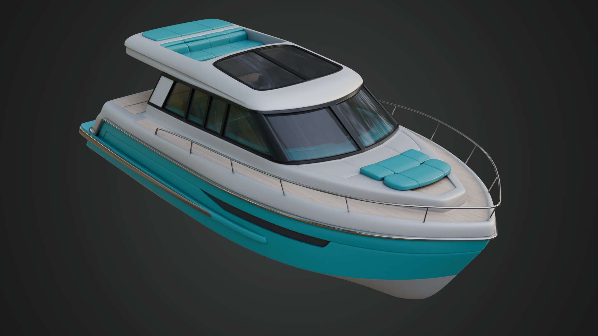 Cabin Cruiser in a Vibrant Turquoise Color 3D model_2