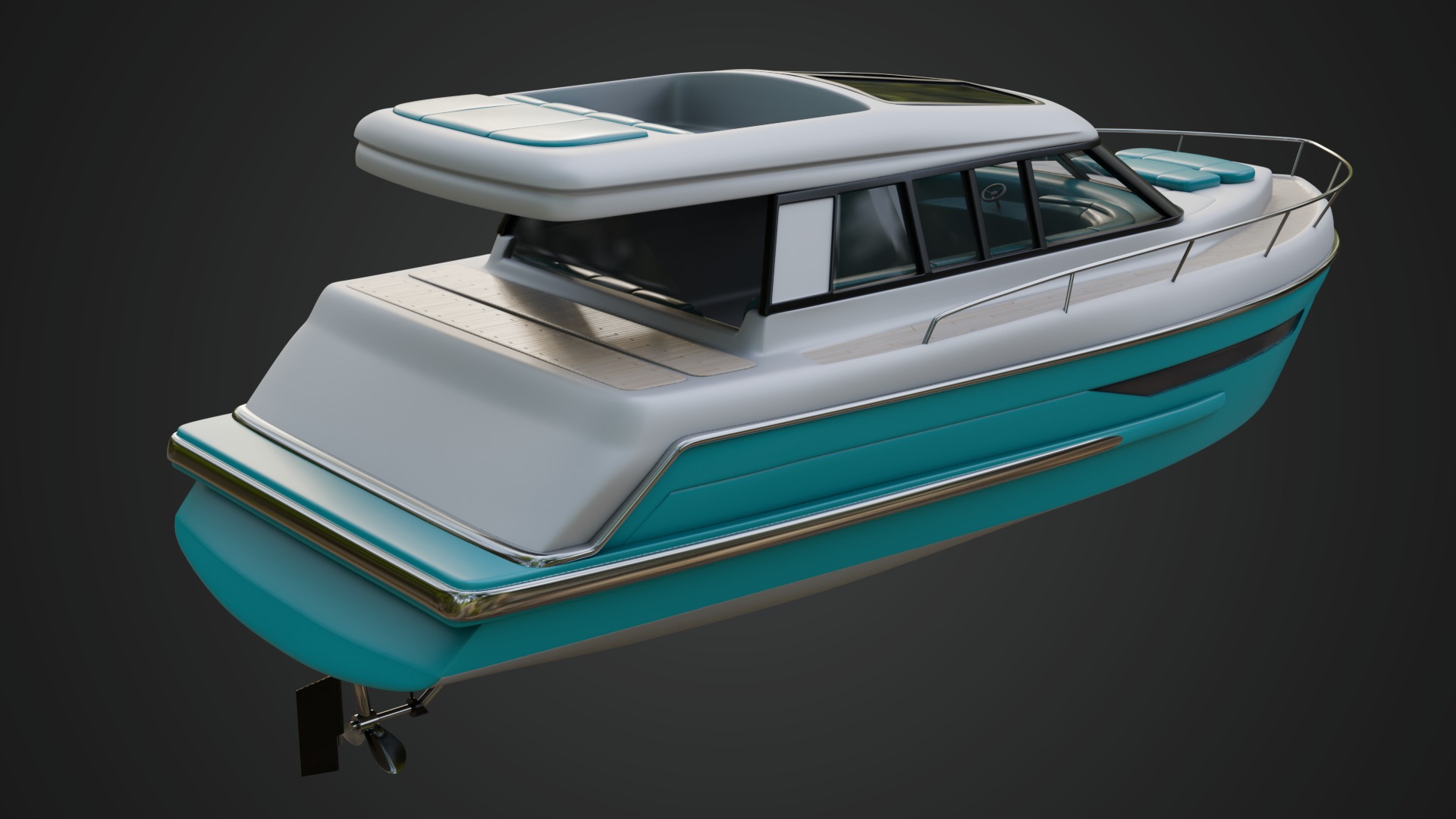 Cabin Cruiser in a Vibrant Turquoise Color 3D model_4