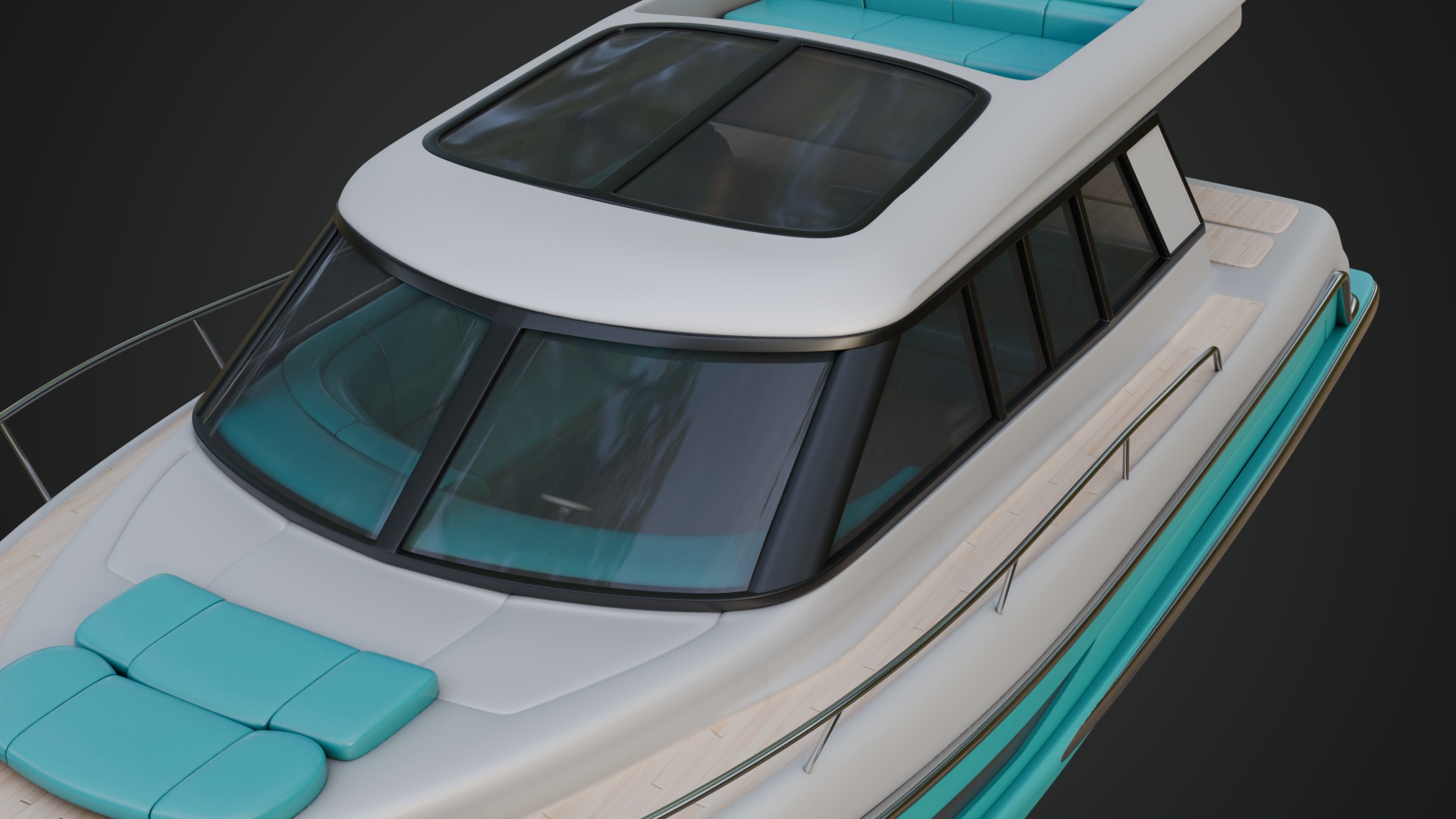 Cabin Cruiser in a Vibrant Turquoise Color 3D model_10