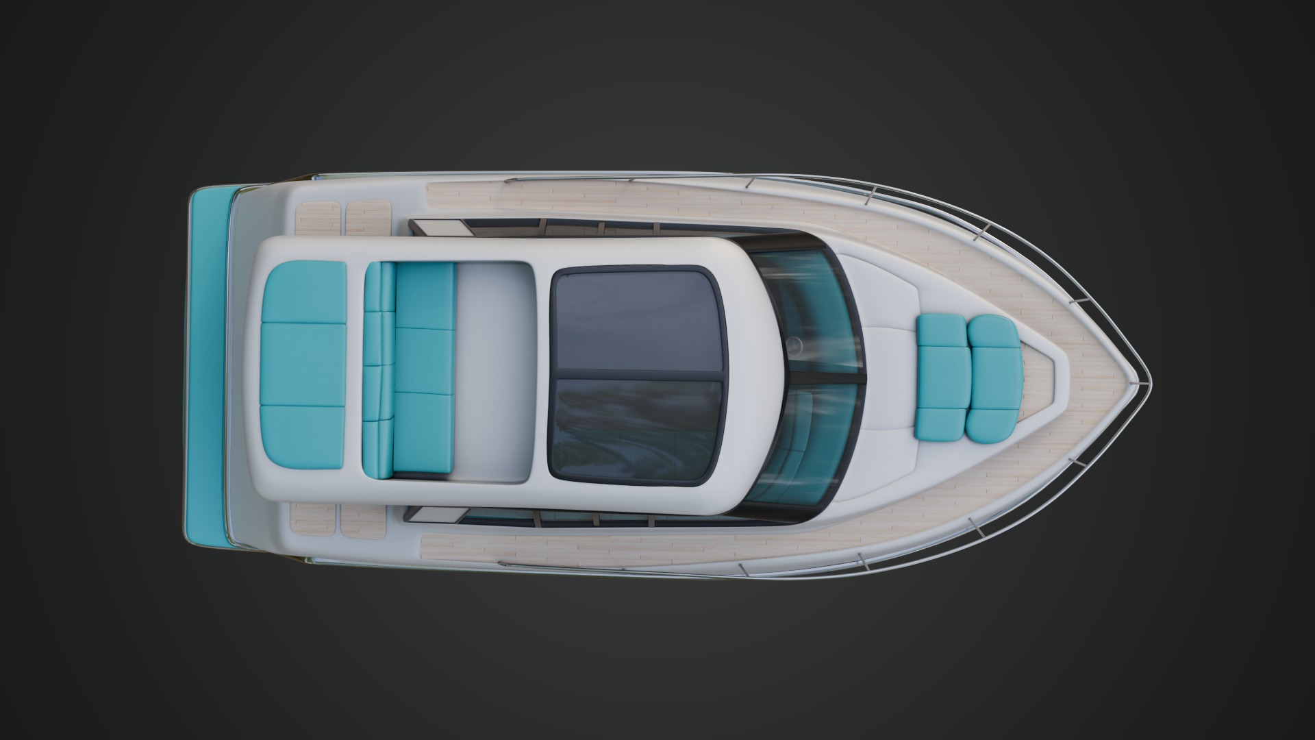 Cabin Cruiser in a Vibrant Turquoise Color 3D model_3
