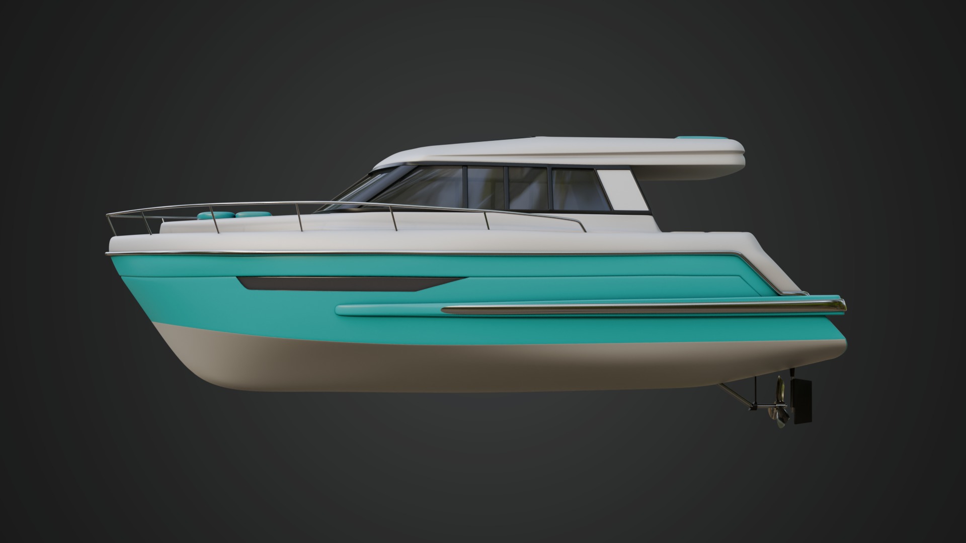 Cabin Cruiser in a Vibrant Turquoise Color 3D model_6