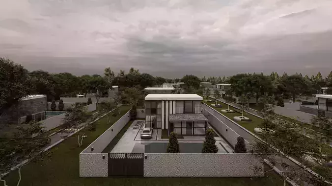 Modern Minimalist Villa Community Render Ready Lumion Scene