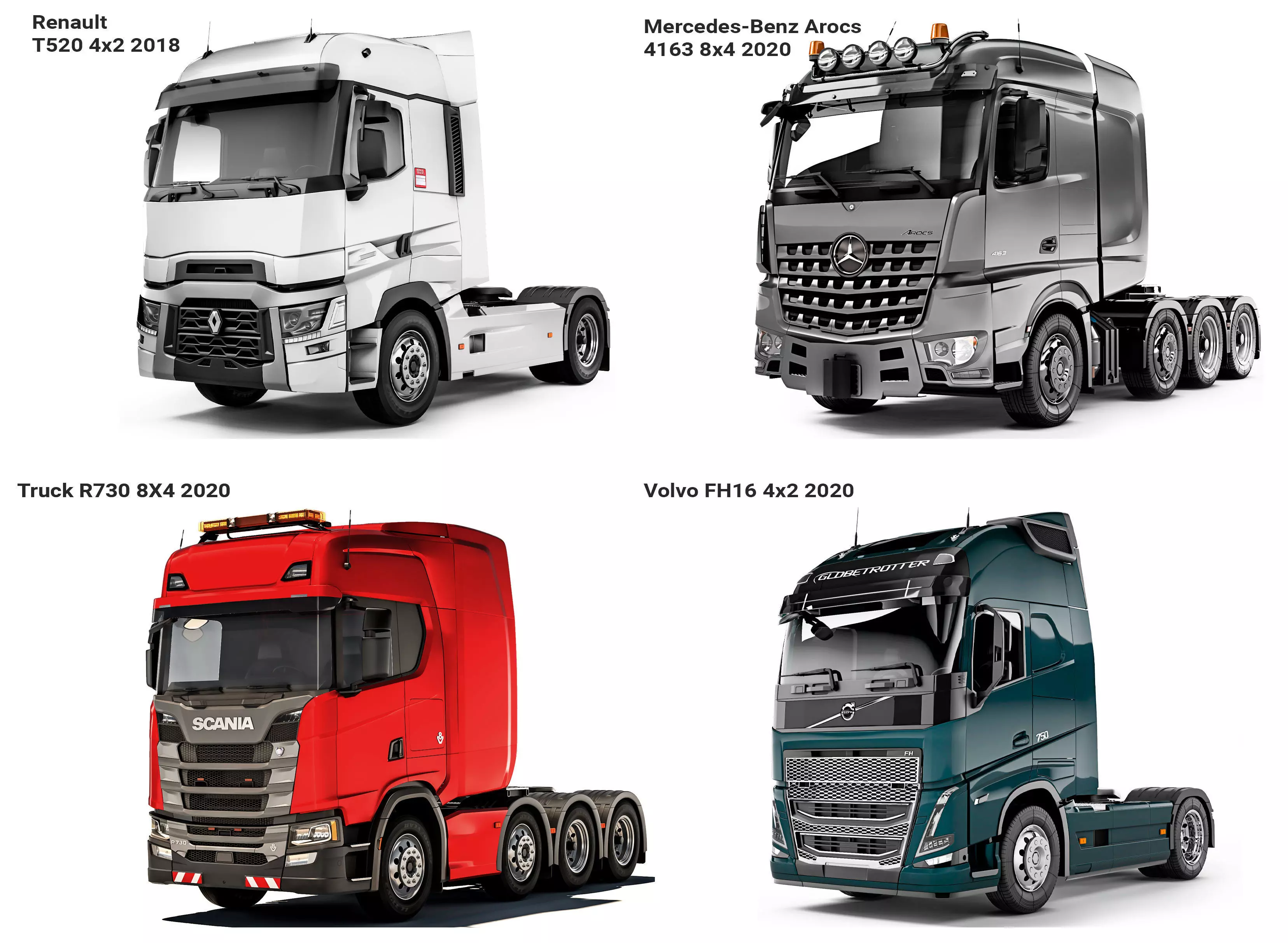 Modern truck set 1 3D Model Collection_0