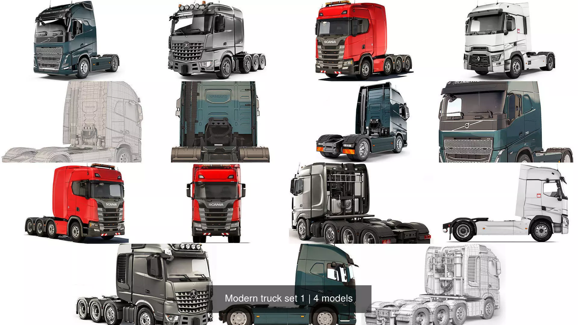 Modern truck set 1 3D Model Collection_1