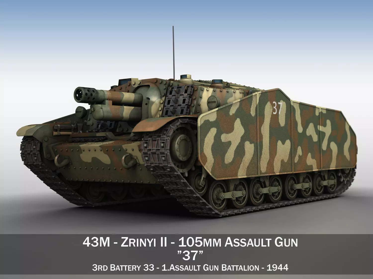 43M Zrinyi II - Hungarian Assault Gun - 3rd Battery 37 3D model_0