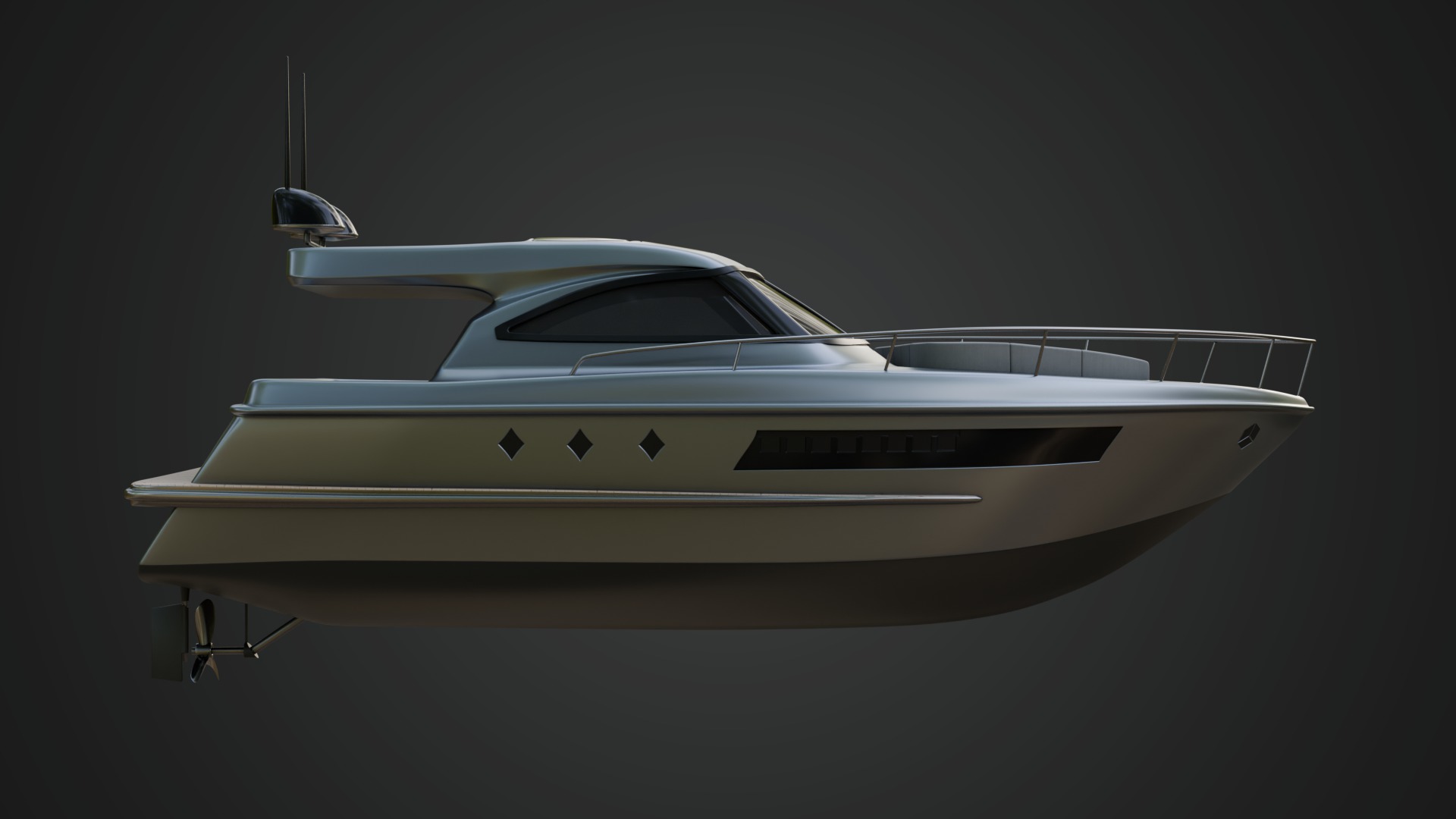 Stylish Cabin Cruiser Silver Metallic  3D model_9