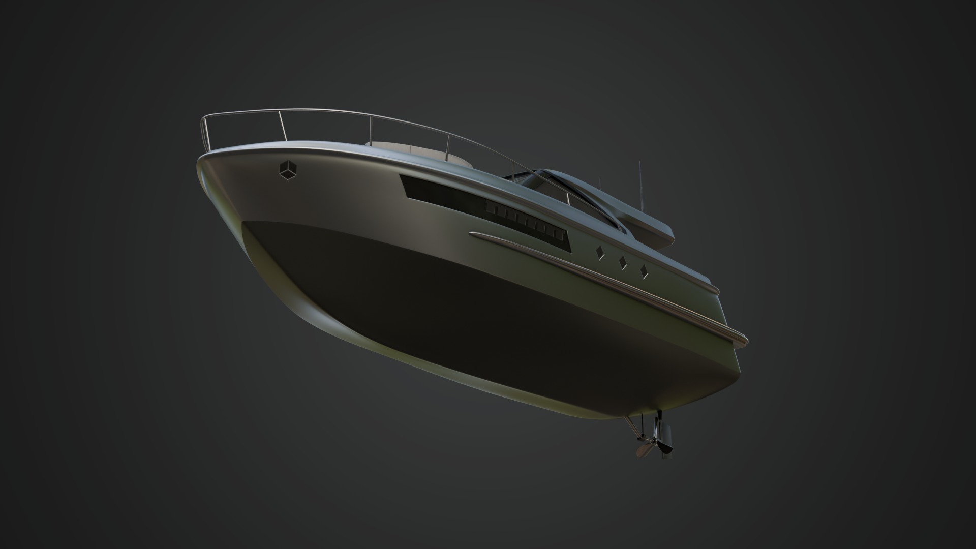Stylish Cabin Cruiser Silver Metallic  3D model_7