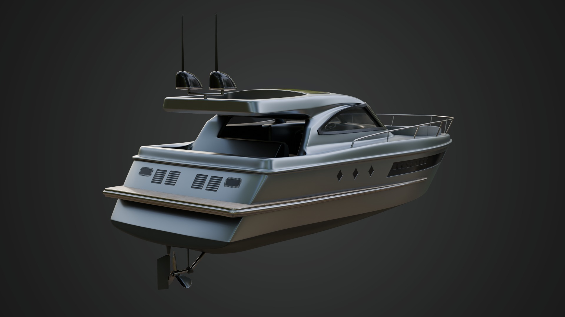 Stylish Cabin Cruiser Silver Metallic  3D model_4