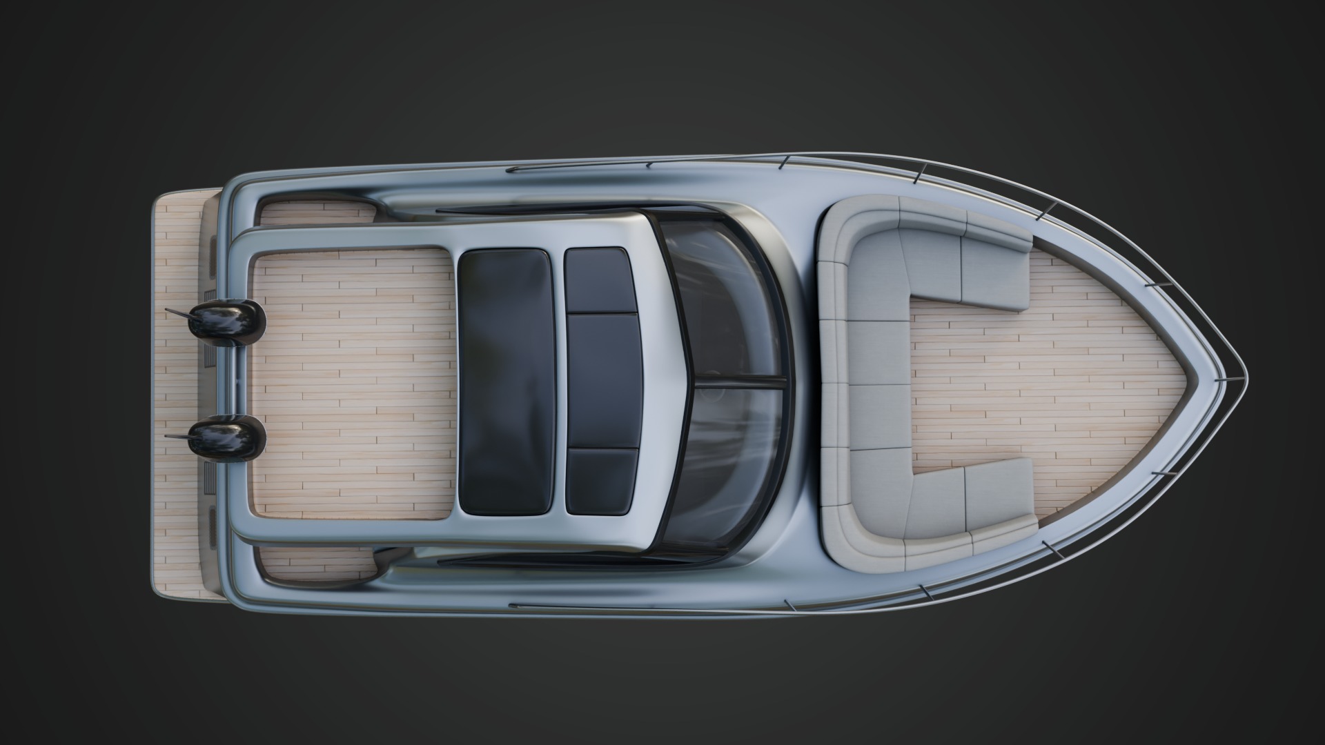 Stylish Cabin Cruiser Silver Metallic  3D model_3