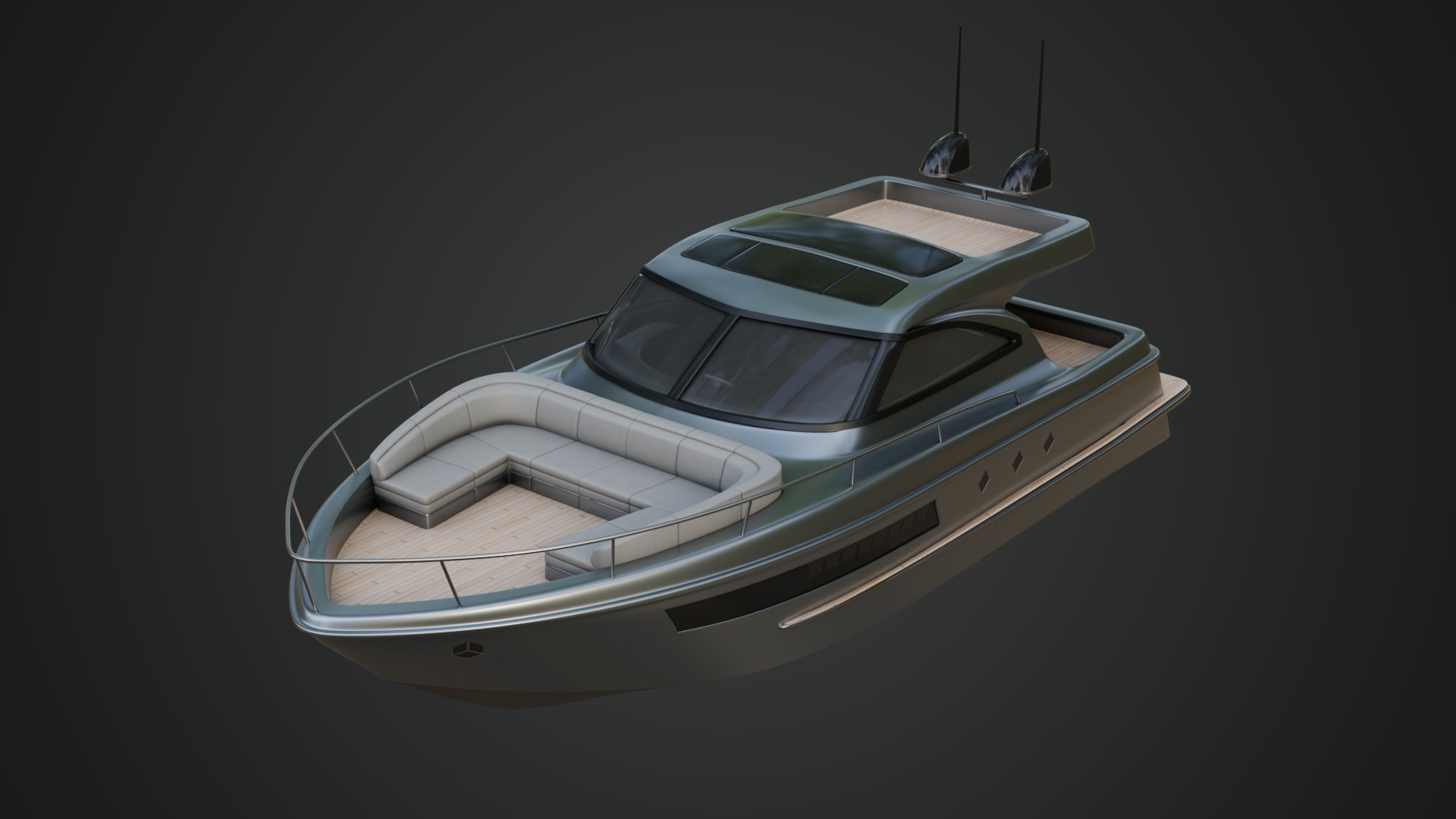 Stylish Cabin Cruiser Silver Metallic  3D model_1