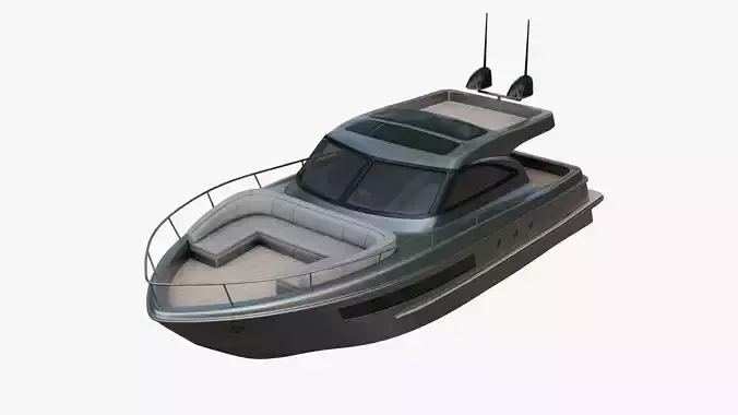 Stylish Cabin Cruiser Silver Metallic  3D model