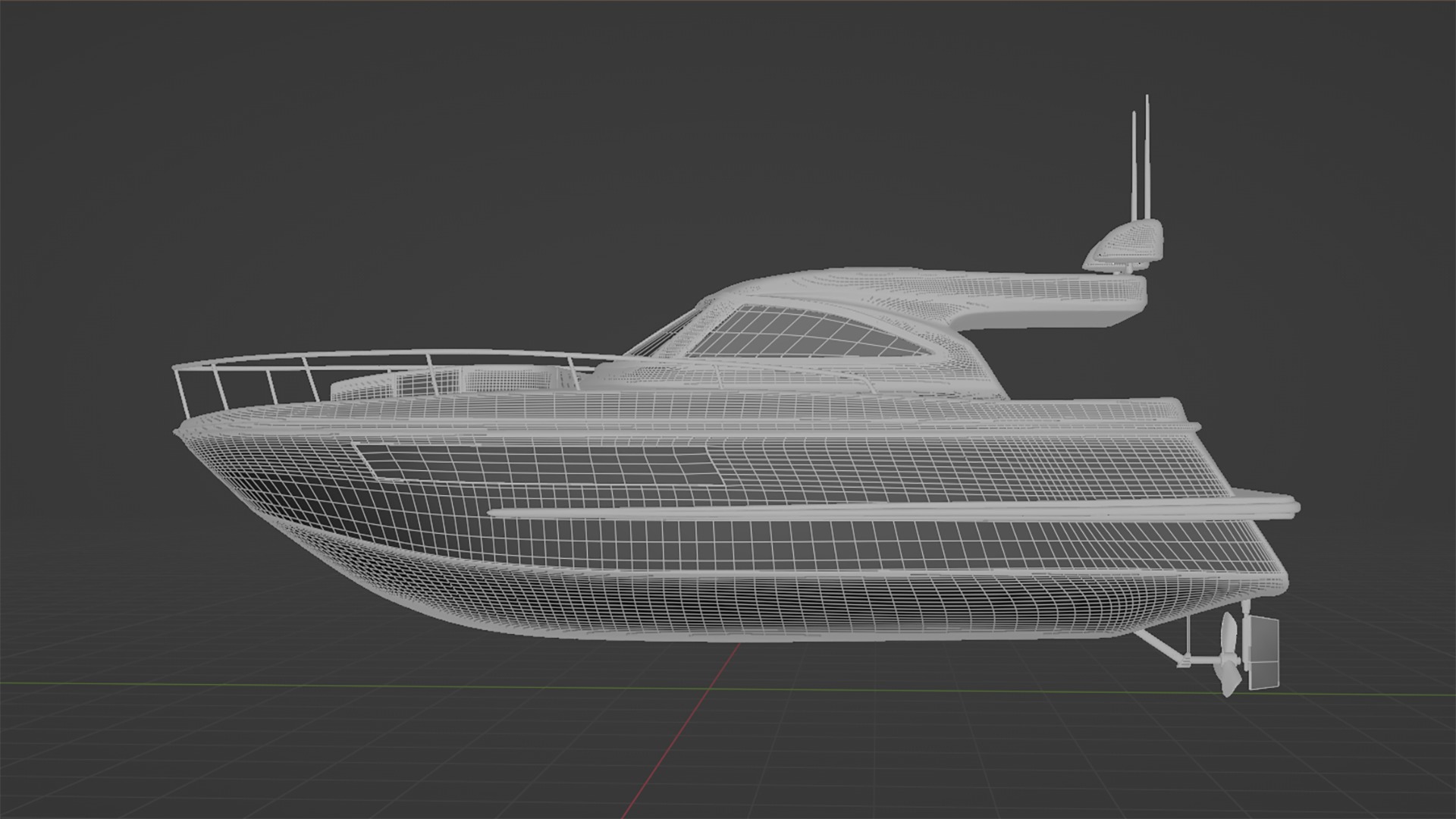 Stylish Cabin Cruiser Silver Metallic  3D model_11