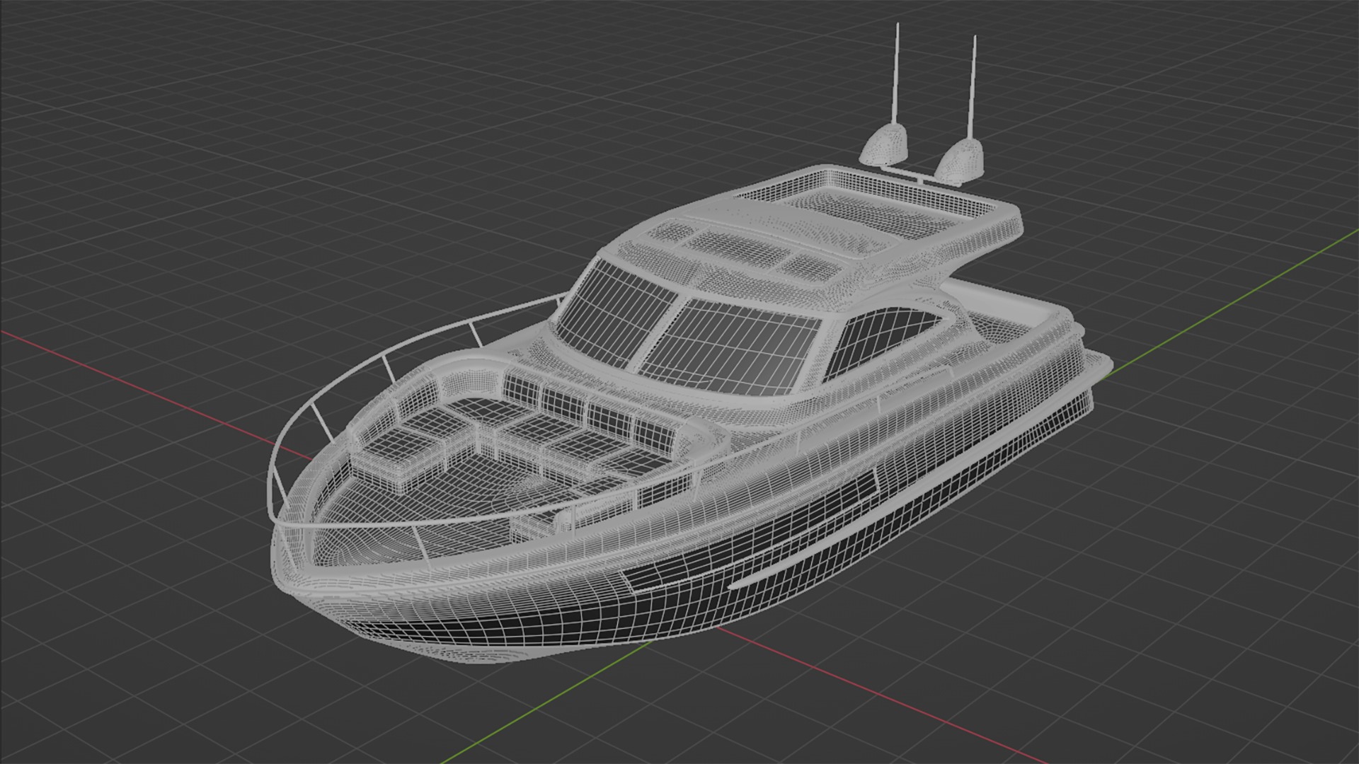 Stylish Cabin Cruiser Silver Metallic  3D model_10