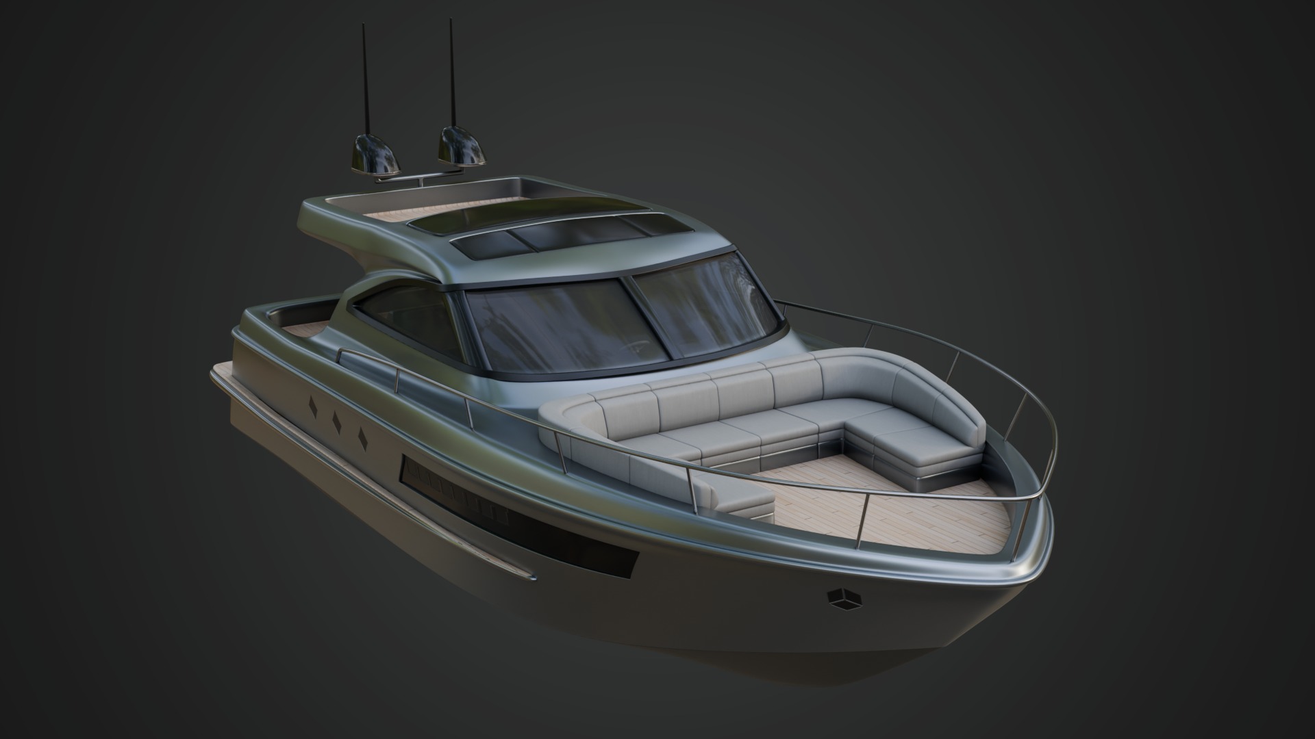 Stylish Cabin Cruiser Silver Metallic  3D model_2