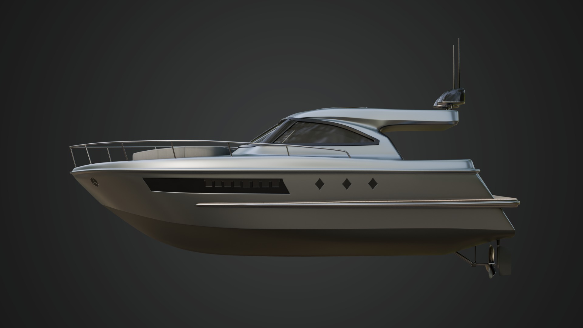 Stylish Cabin Cruiser Silver Metallic  3D model_5