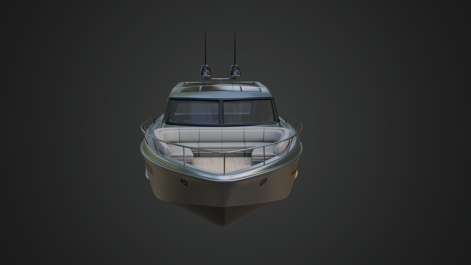 Stylish Cabin Cruiser Silver Metallic  3D model_6