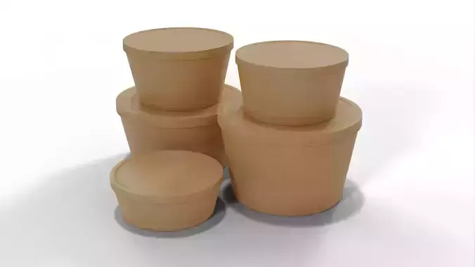 Paper Soup Cups Mockup 3D Model Collection