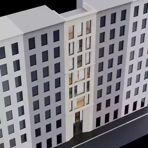 Modern building facade 7 multi-story apartment and office tower