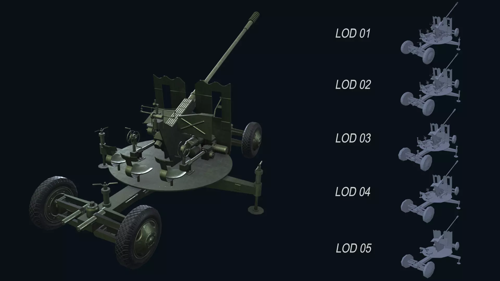 Asset - Army - S60 AZP 57mm - 3D MODEL Low-poly Low-poly 3D model_0