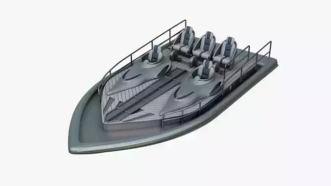 Silver Metallic Pedal Boat Multi Person 3D model
