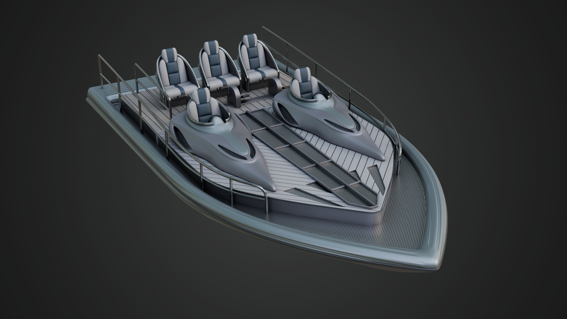 Silver Metallic Pedal Boat Multi Person 3D model_2