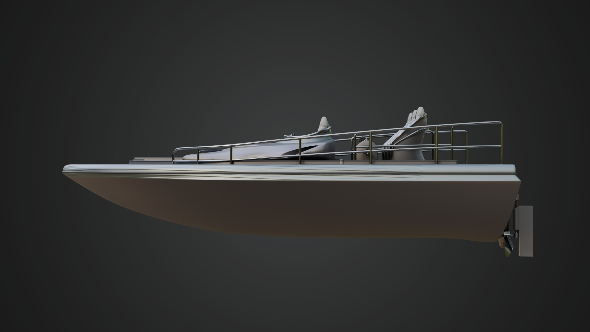 Silver Metallic Pedal Boat Multi Person 3D model_8