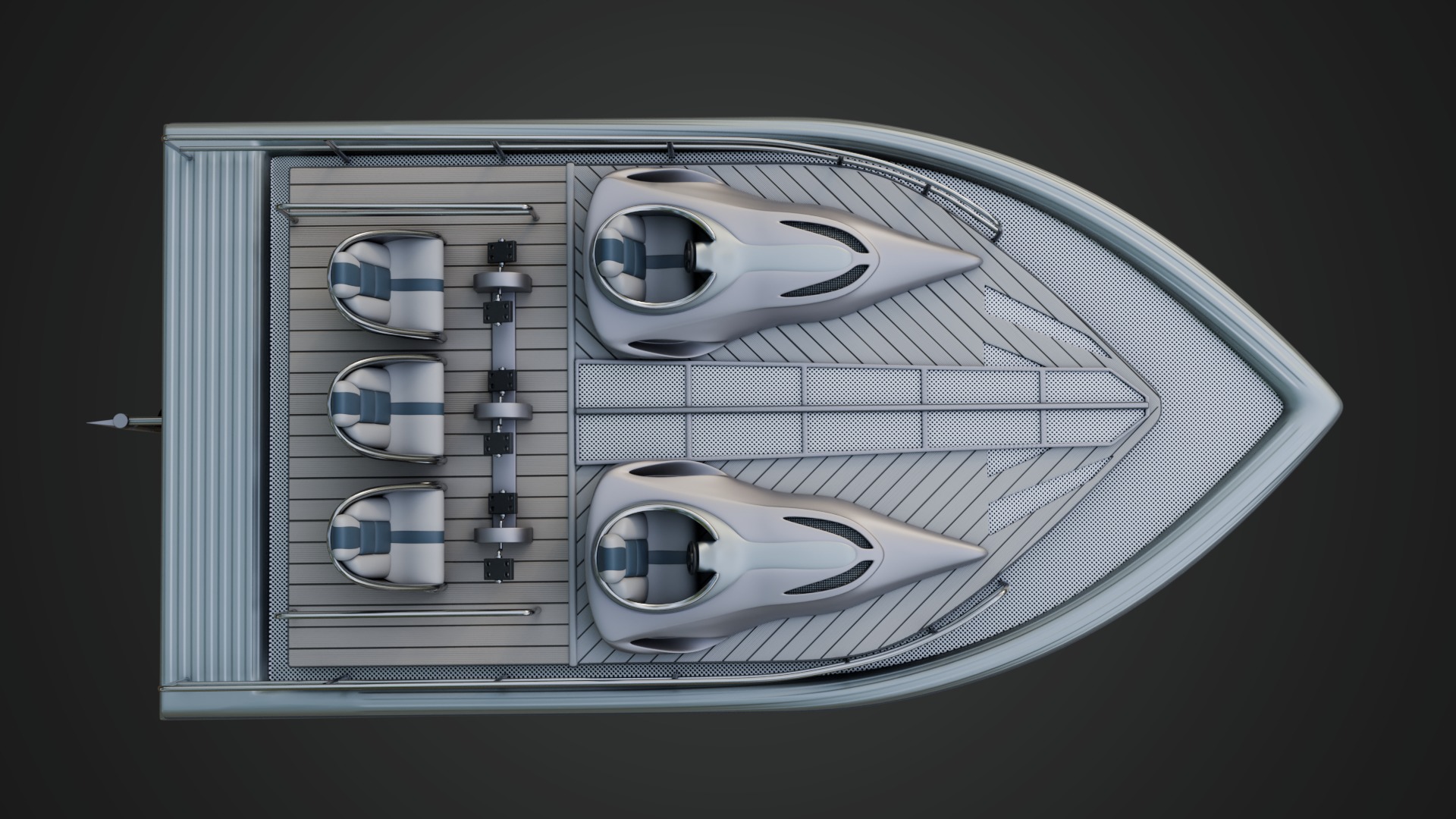 Silver Metallic Pedal Boat Multi Person 3D model_3