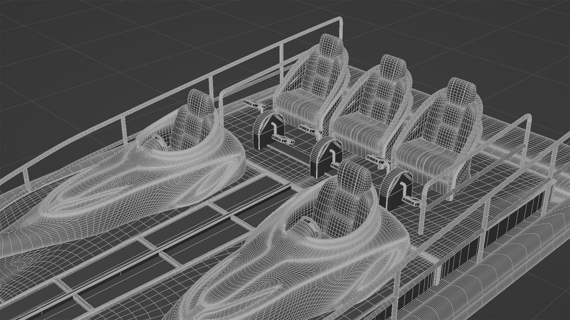 Silver Metallic Pedal Boat Multi Person 3D model_14