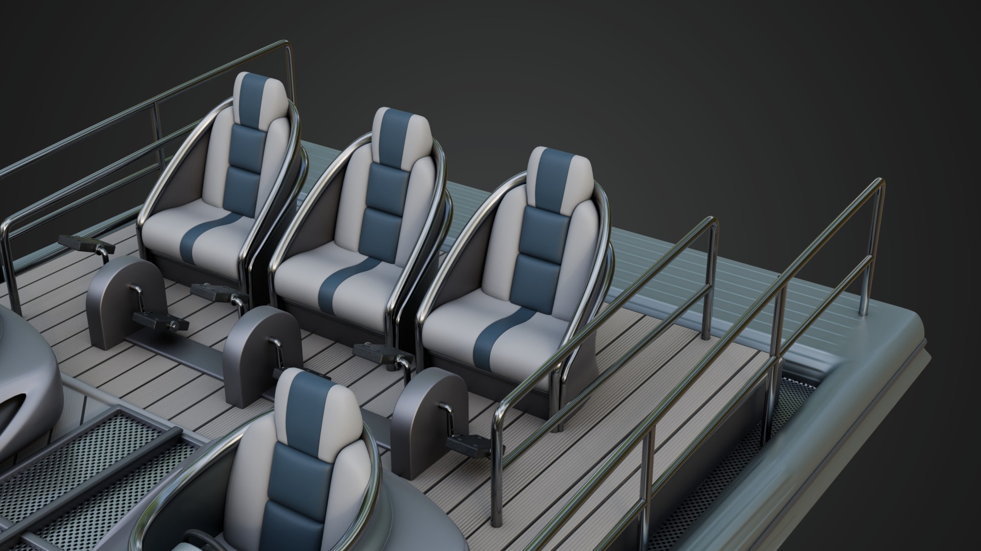 Silver Metallic Pedal Boat Multi Person 3D model_11