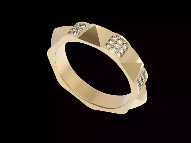 Piramida Diamond Paved Ring 16 5mm Free 3D print model