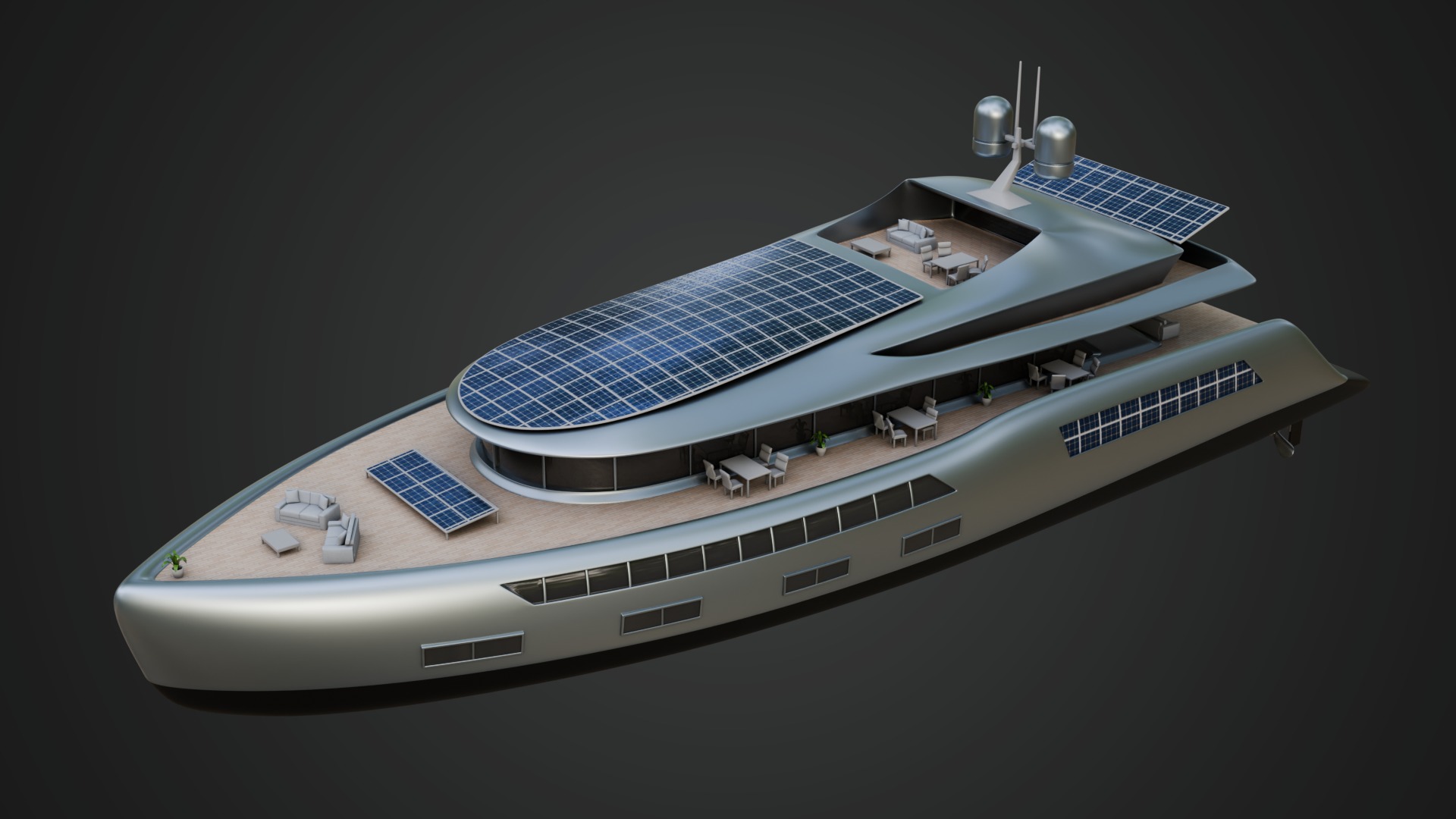 Solar Powered Yacht 3D model_2