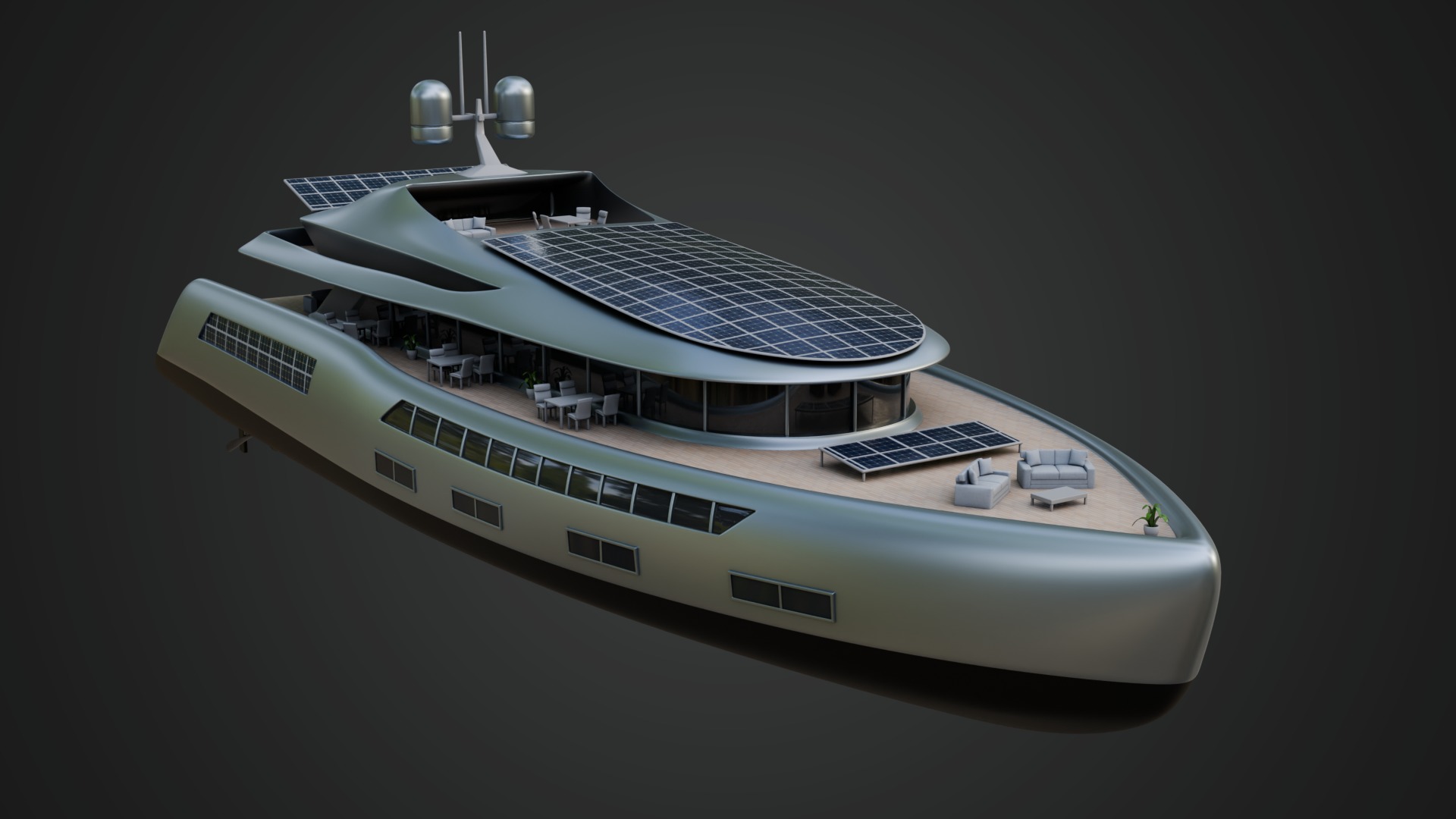 Solar Powered Yacht 3D model_1