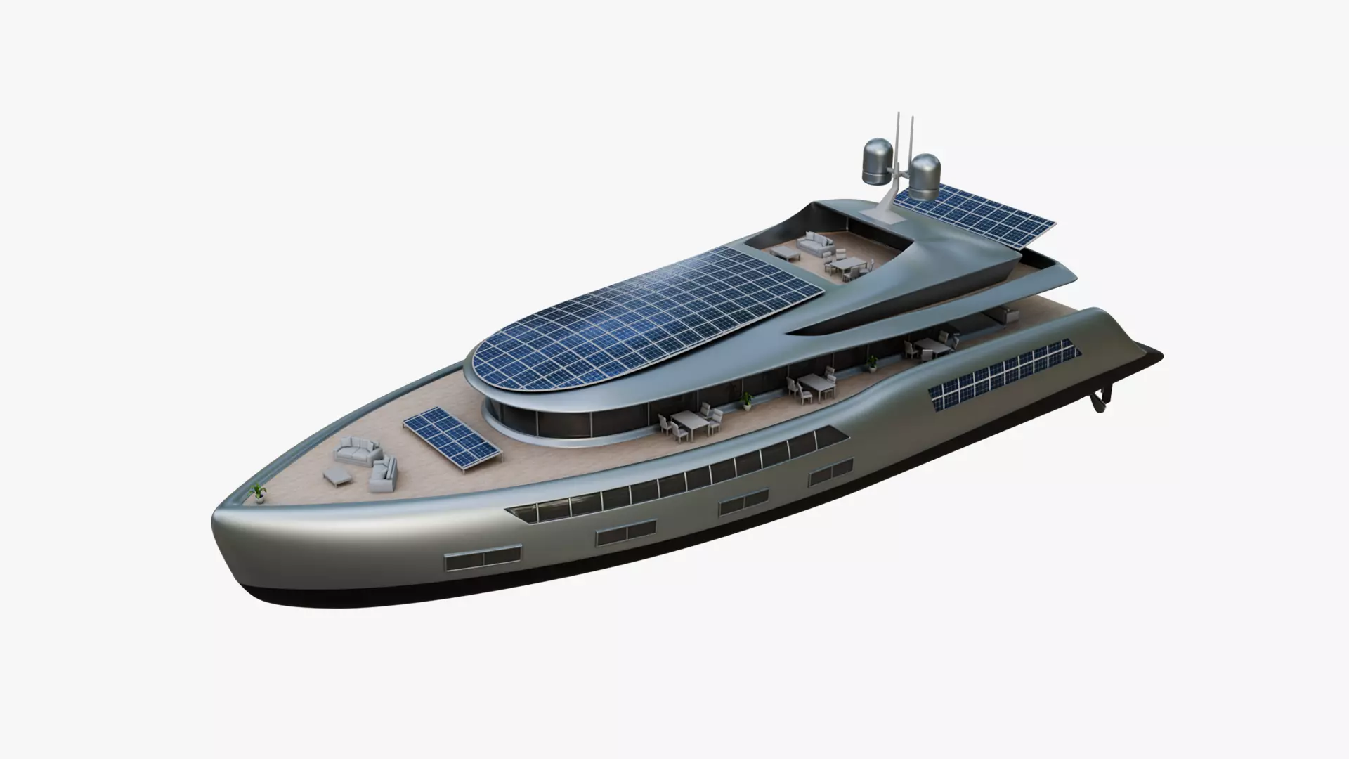 Solar Powered Yacht 3D model_0