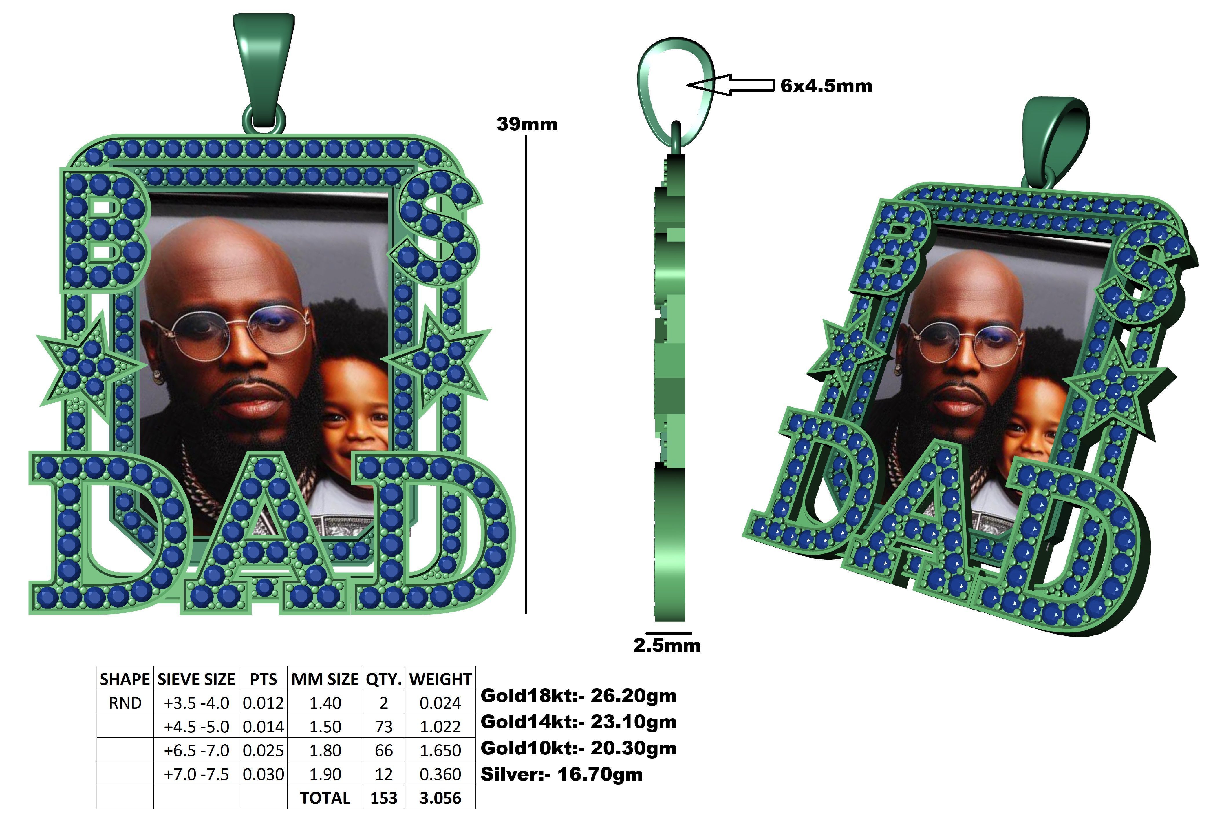 Dad Picture Pendant 06 3D print model_3