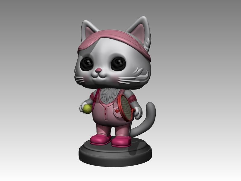 Kitty in tennis outfit 3D print model_1