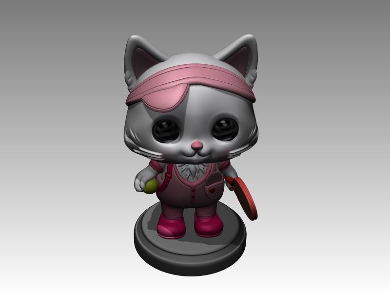 Kitty in tennis outfit 3D print model_4