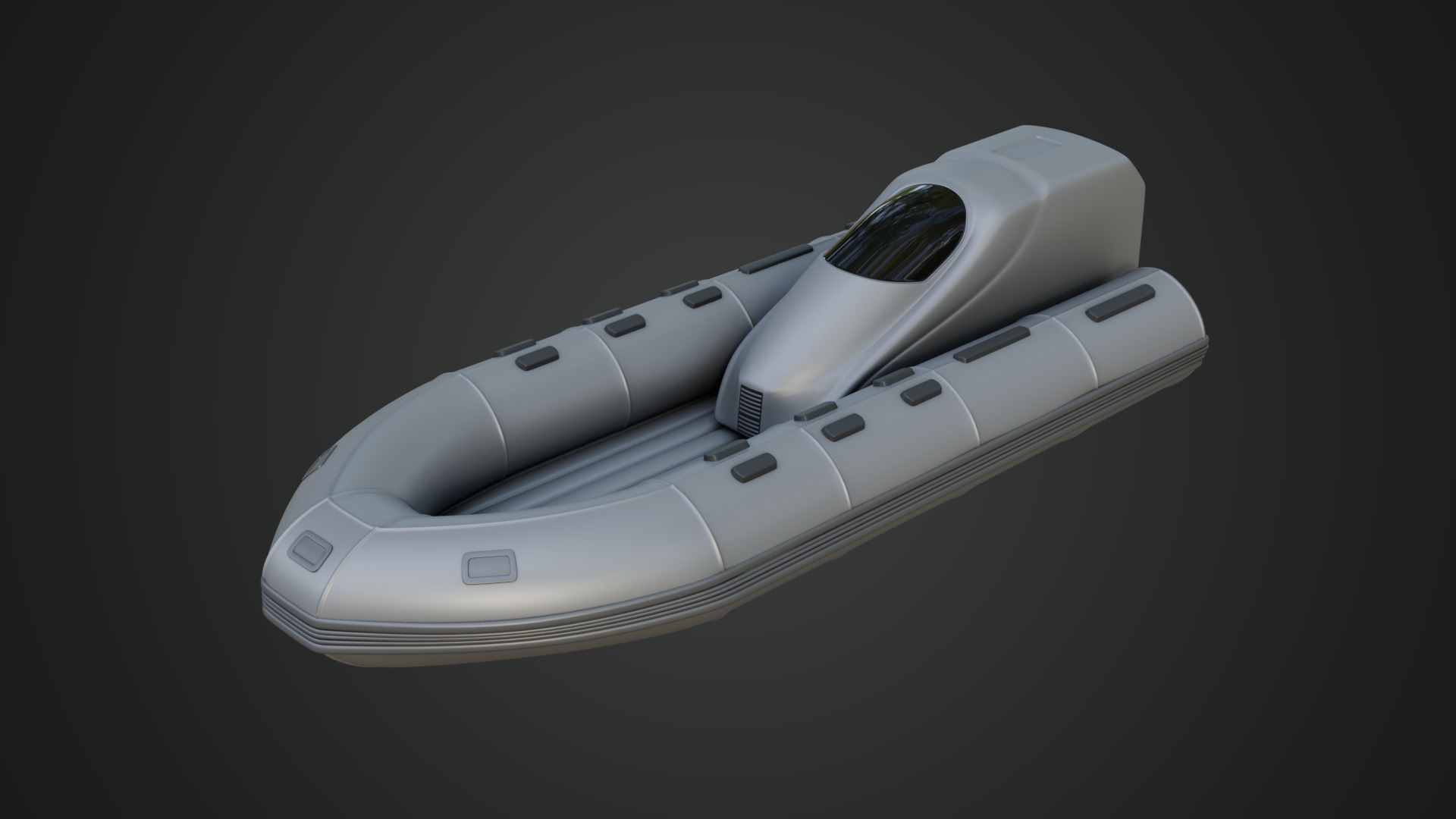 Civilian Inflatable Dinghy Silver Color 3D model_1