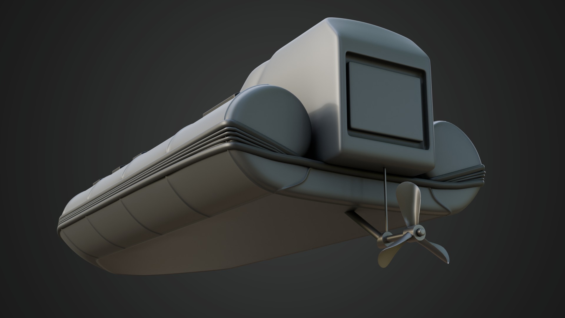 Civilian Inflatable Dinghy Silver Color 3D model_5