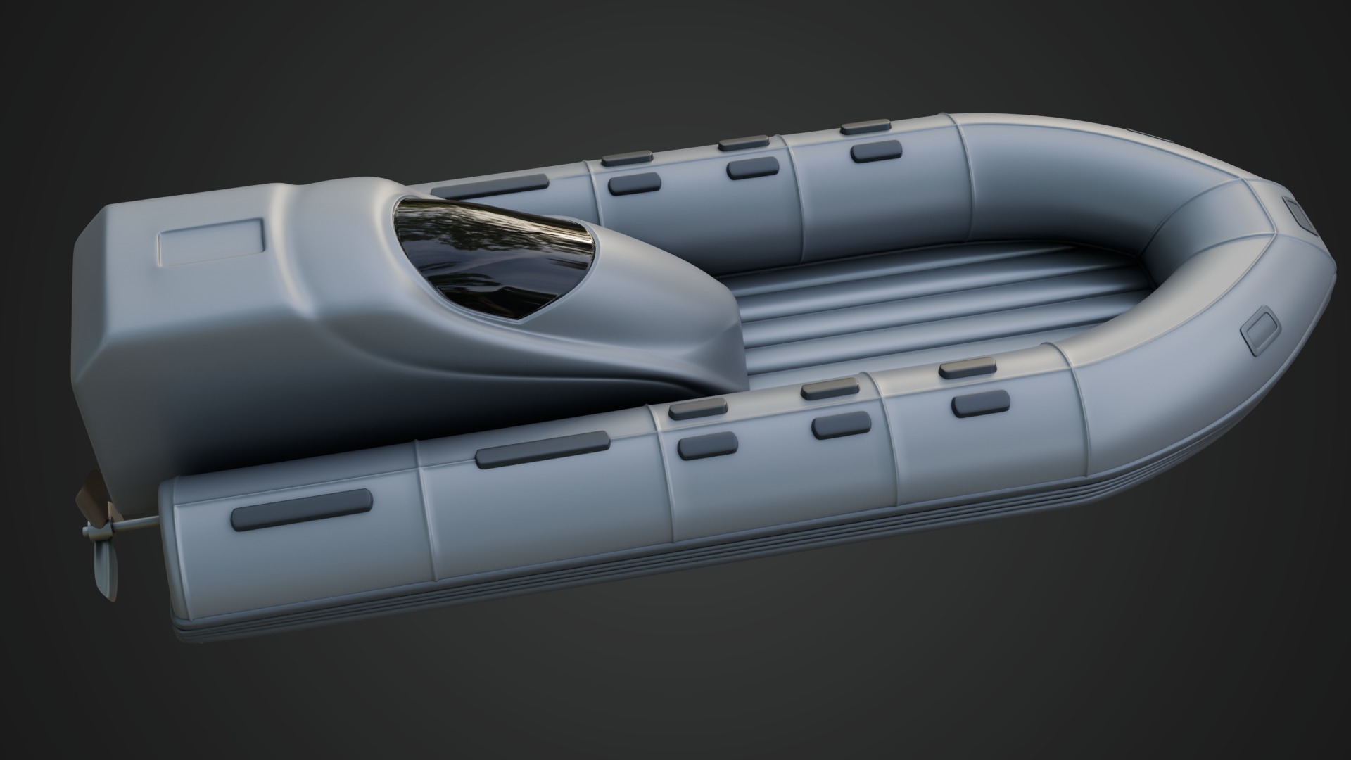 Civilian Inflatable Dinghy Silver Color 3D model_9