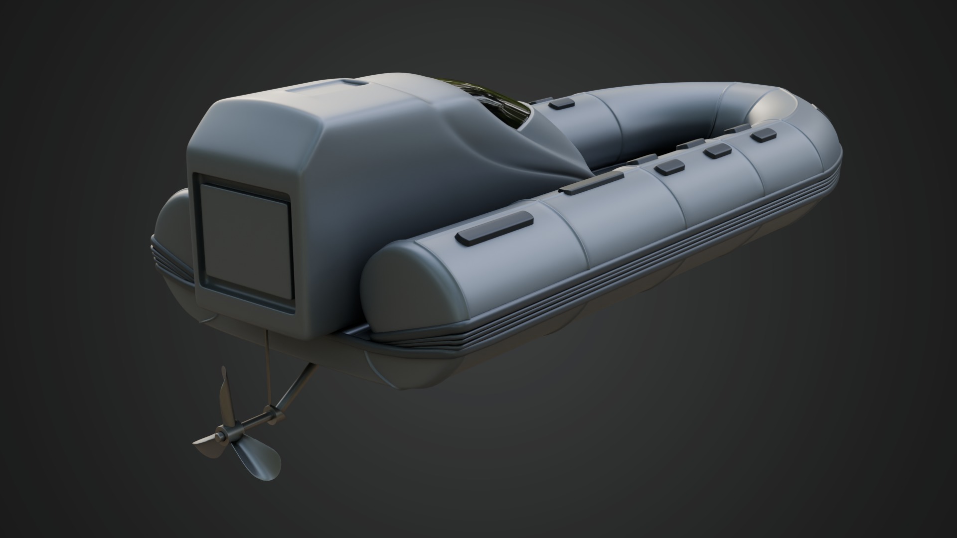 Civilian Inflatable Dinghy Silver Color 3D model_4