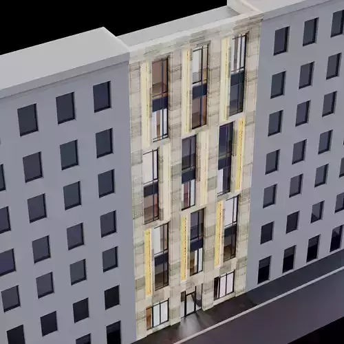 Modern building facade 9 multi-story apartment and office tower